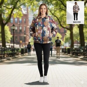 Vintage WESTSIDE CONNECTION Y2K Deadstock Womens L Lightweight Jacket Abstract